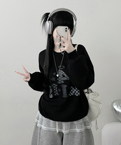 칼리도트레터링프린팅박스핏긴팔맨투맨 블랙