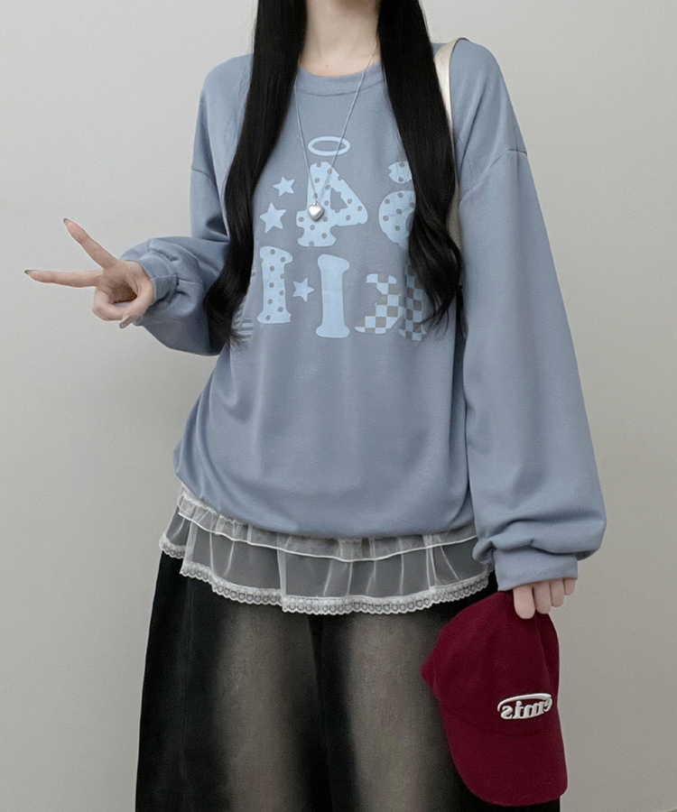 칼리도트레터링프린팅박스핏긴팔맨투맨 소라