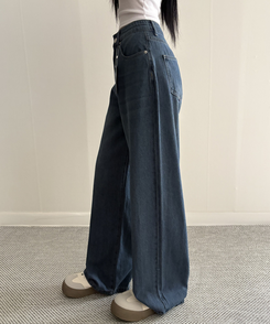 【丈別】ベーシックワイドデニムパンツ DEEP DENIM