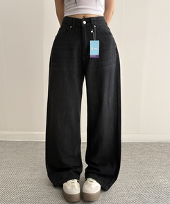 【丈別】ベーシックワイドデニムパンツ BLACK