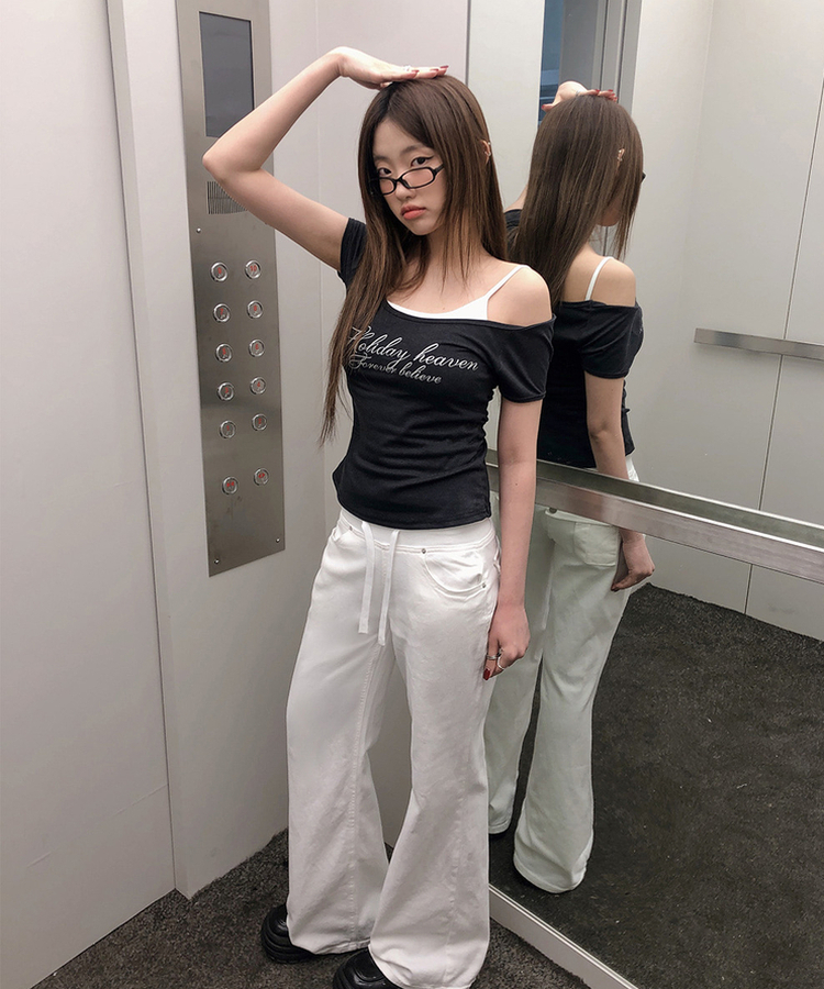 ローライズブーツカットデニム IVORY