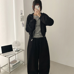 レタリングスリムラウンド長袖Tシャツ GREY