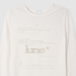 レタリングスリムラウンド長袖Tシャツ