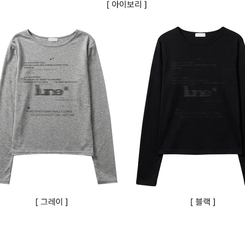 レタリングスリムラウンド長袖Tシャツ