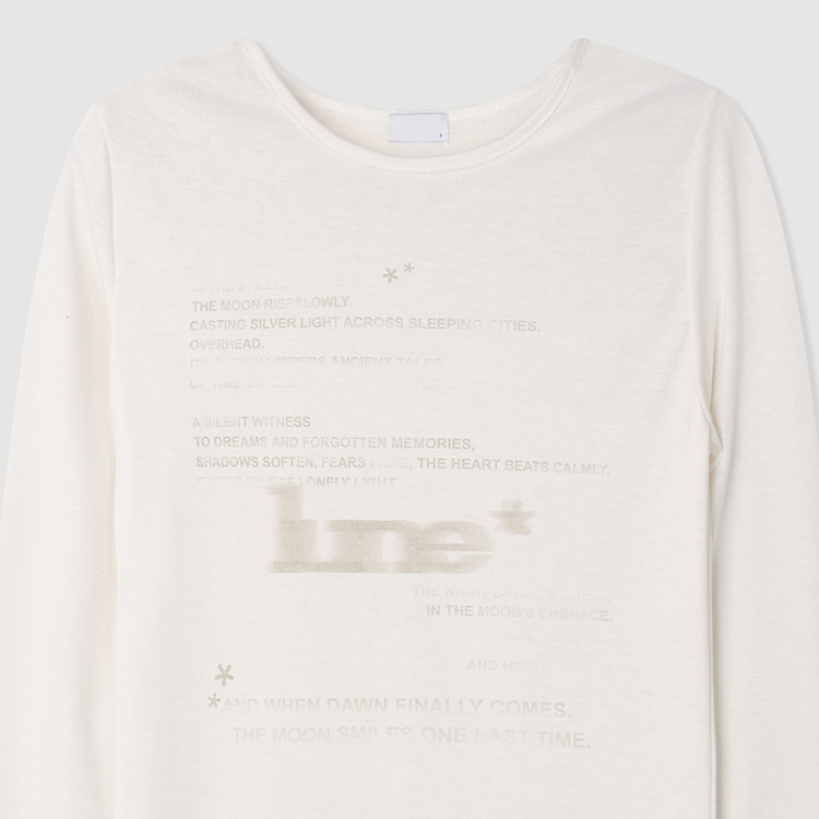 レタリングスリムラウンド長袖Tシャツ