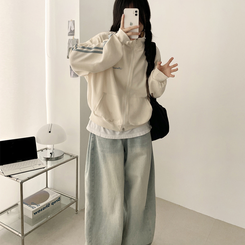 ラインハイネックジップアップ CREAM