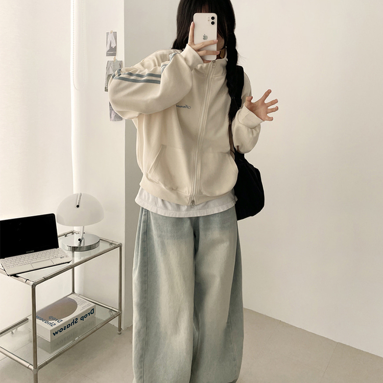 ラインハイネックジップアップ CREAM