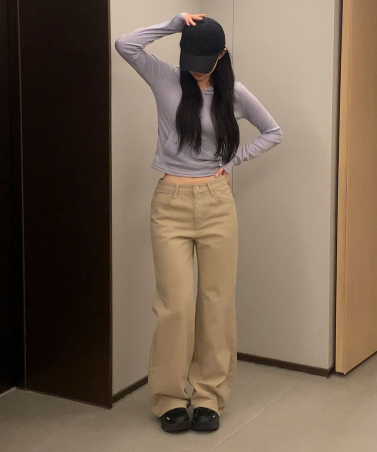 바온 부츠컷 세미 와이드핏 코튼 롱팬츠 4color 베이지