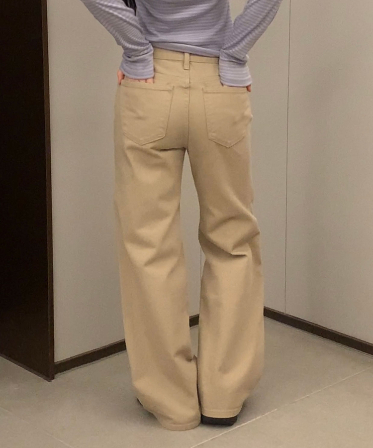 바온 부츠컷 세미 와이드핏 코튼 롱팬츠 4color 베이지