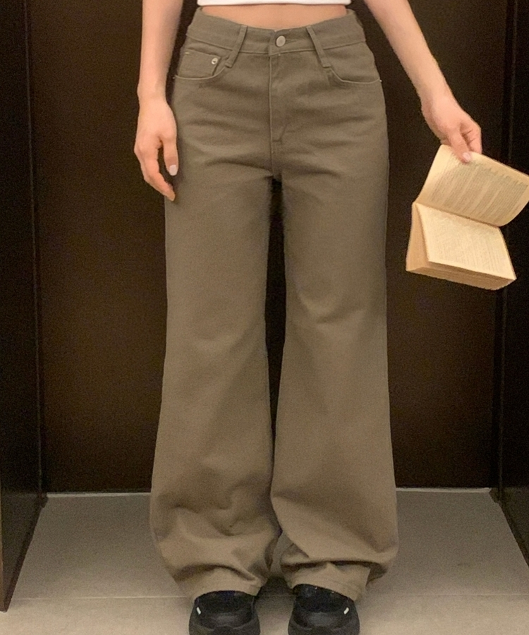 바온 부츠컷 세미 와이드핏 코튼 롱팬츠 4color 카키