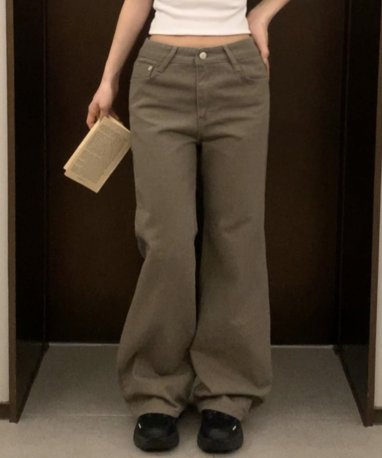 바온 부츠컷 세미 와이드핏 코튼 롱팬츠 4color 카키