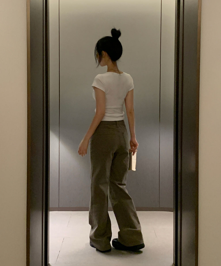 바온 부츠컷 세미 와이드핏 코튼 롱팬츠 4color 카키