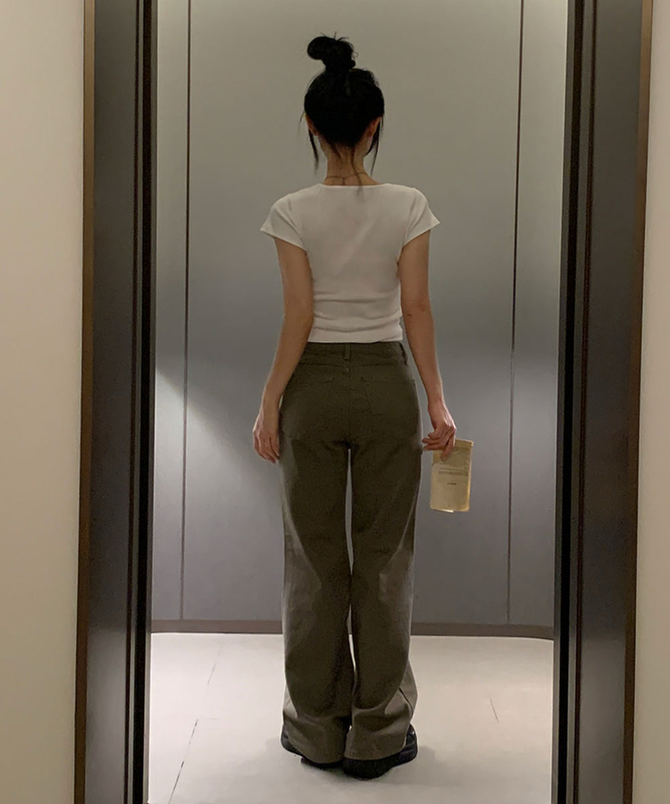 바온 부츠컷 세미 와이드핏 코튼 롱팬츠 4color 카키