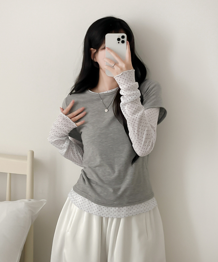 【SET】ドットウェーブTシャツ GREY