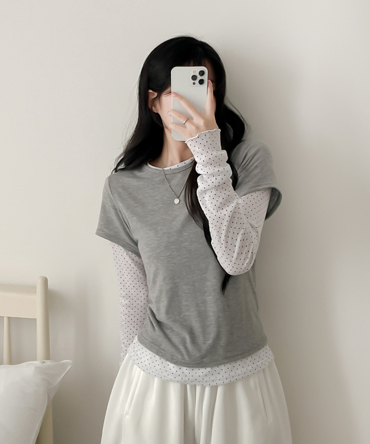 【SET】ドットウェーブTシャツ GREY