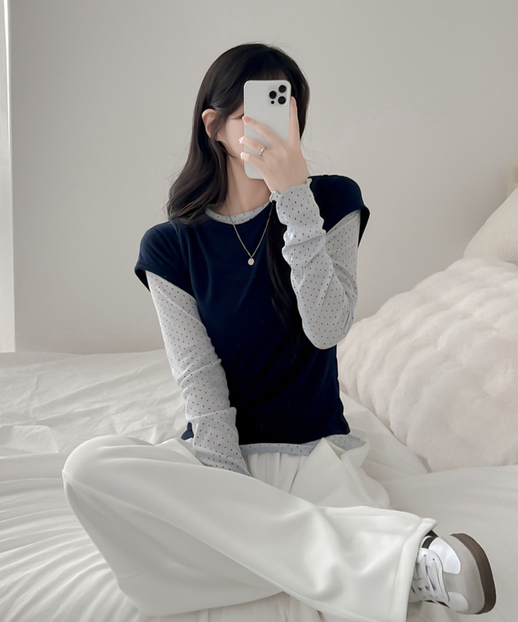 【SET】ドットウェーブTシャツ NAVY