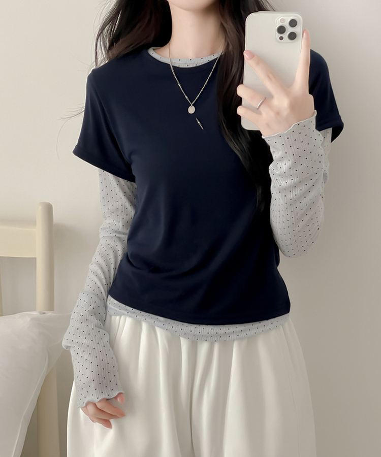 【SET】ドットウェーブTシャツ NAVY