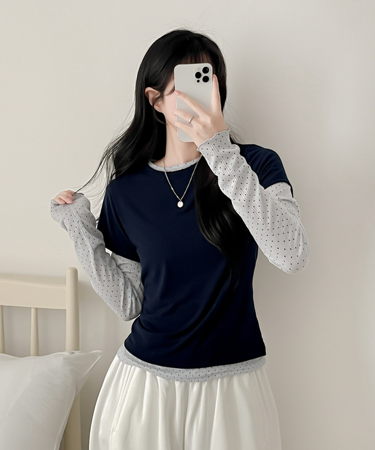 【SET】ドットウェーブTシャツ NAVY