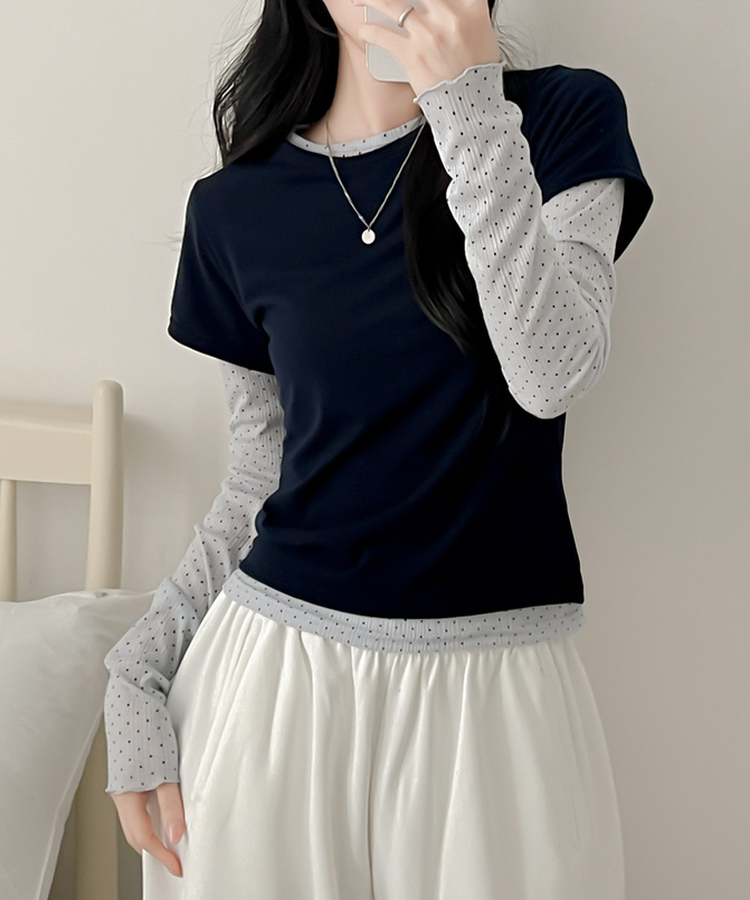 【SET】ドットウェーブTシャツ NAVY