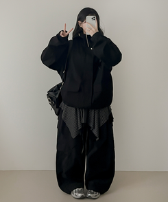 フードミリタリージャケット BLACK