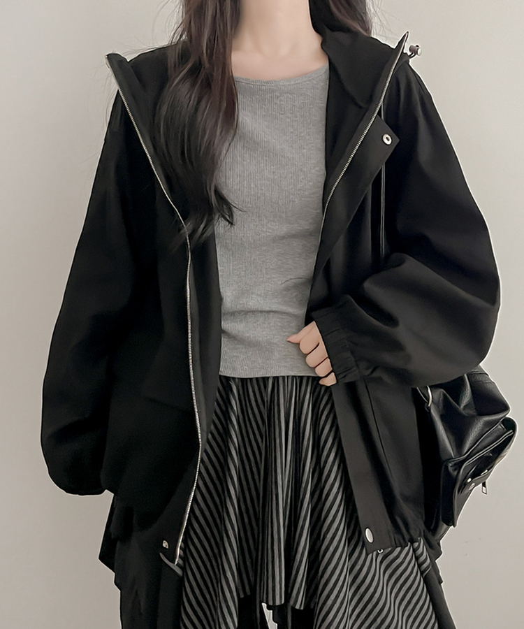 フードミリタリージャケット BLACK