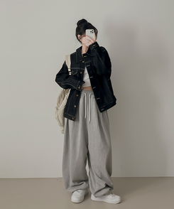 ステッチボクシーデニムジャケット BLACK