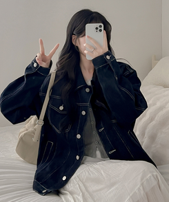 ステッチボクシーデニムジャケット DARK BLUE