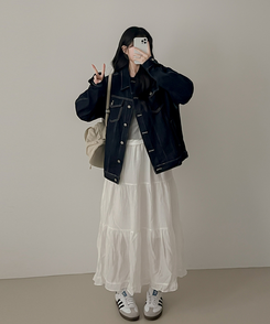 ステッチボクシーデニムジャケット DARK BLUE