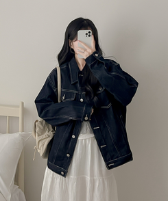 ステッチボクシーデニムジャケット DARK BLUE