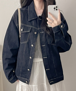 ステッチボクシーデニムジャケット DARK BLUE