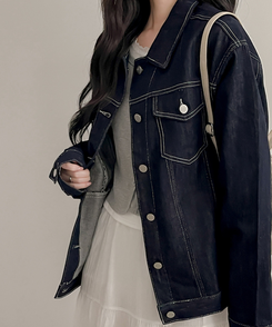 ステッチボクシーデニムジャケット DARK BLUE