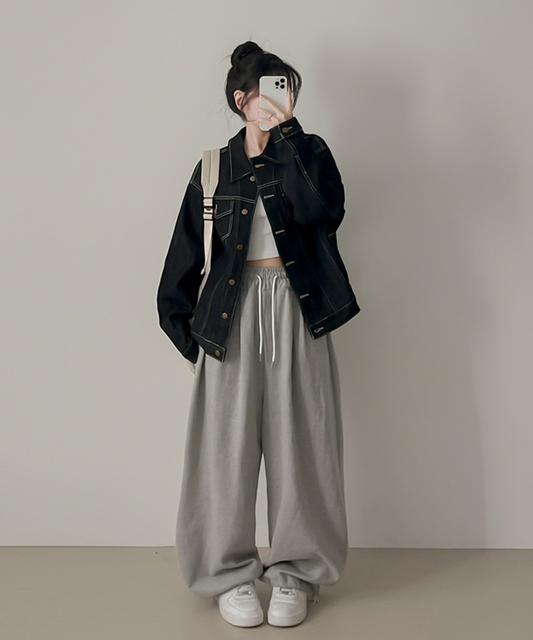 ステッチボクシーデニムジャケット BLACK