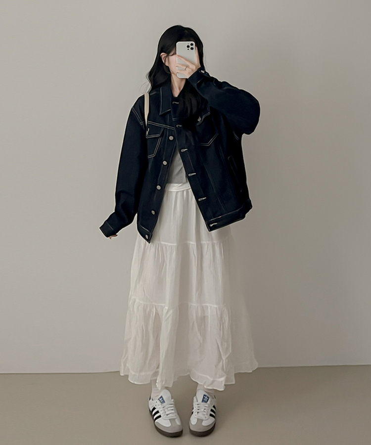 ステッチボクシーデニムジャケット DARK BLUE