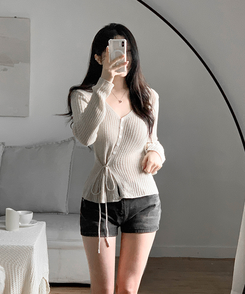 リブラップカーディガン(5color) BEIGE