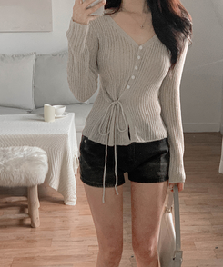 リブラップカーディガン(5color) BEIGE