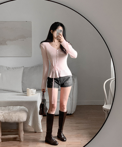 リブラップカーディガン(5color) LIGHT PINK