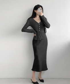 リブラップカーディガン(5color) CHARCOAL