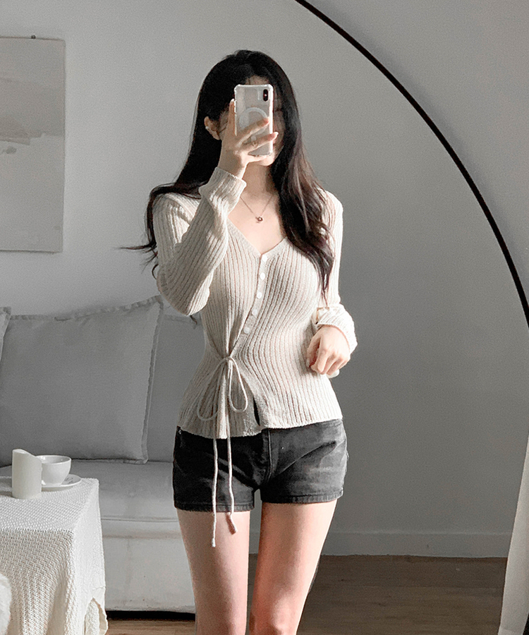 リブラップカーディガン(5color) BEIGE