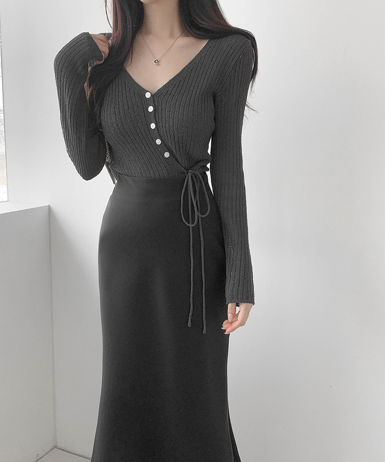 リブラップカーディガン(5color) CHARCOAL