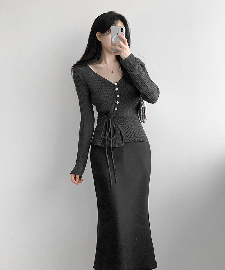 リブラップカーディガン(5color) CHARCOAL