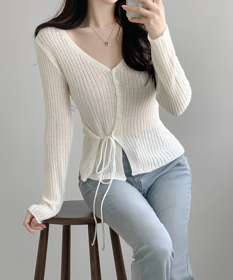 リブラップカーディガン(5color) IVORY