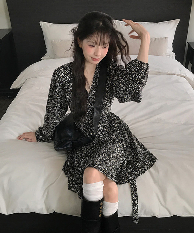 フラワーワンピース BLACK