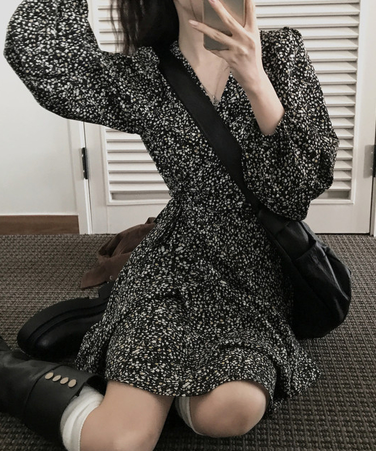 フラワーワンピース BLACK