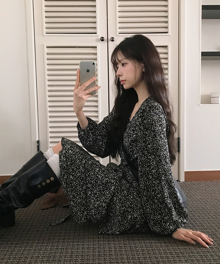 フラワーワンピース BLACK