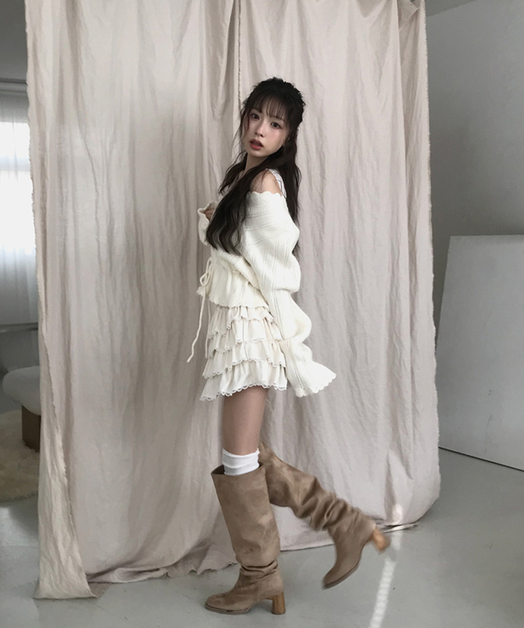 【カップ付き】ガーリーレースキャミソール WHITE