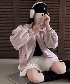 セミクロップドミリタリージャケット PINK