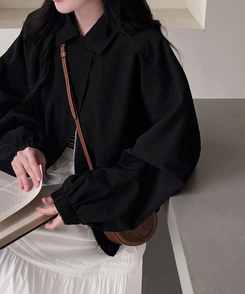 セミクロップドミリタリージャケット BLACK