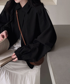 セミクロップドミリタリージャケット BLACK