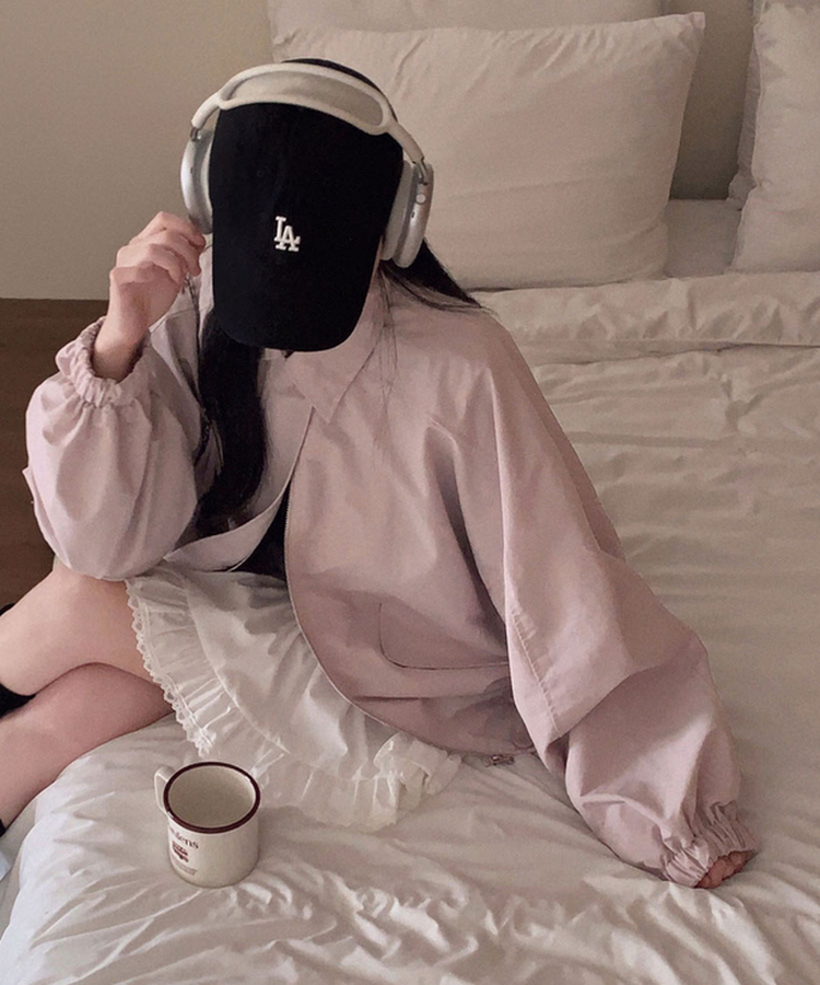 사랑스러운 색감설레임 카라 루즈핏 원버튼 세미크롭 자켓 야상 점퍼 핑크