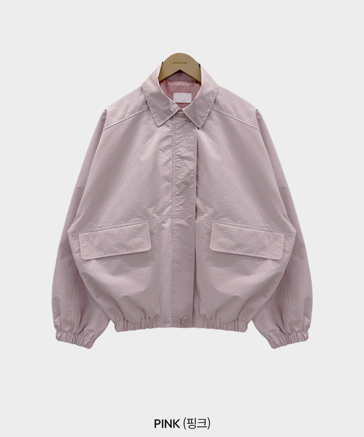 사랑스러운 색감설레임 카라 루즈핏 원버튼 세미크롭 자켓 야상 점퍼